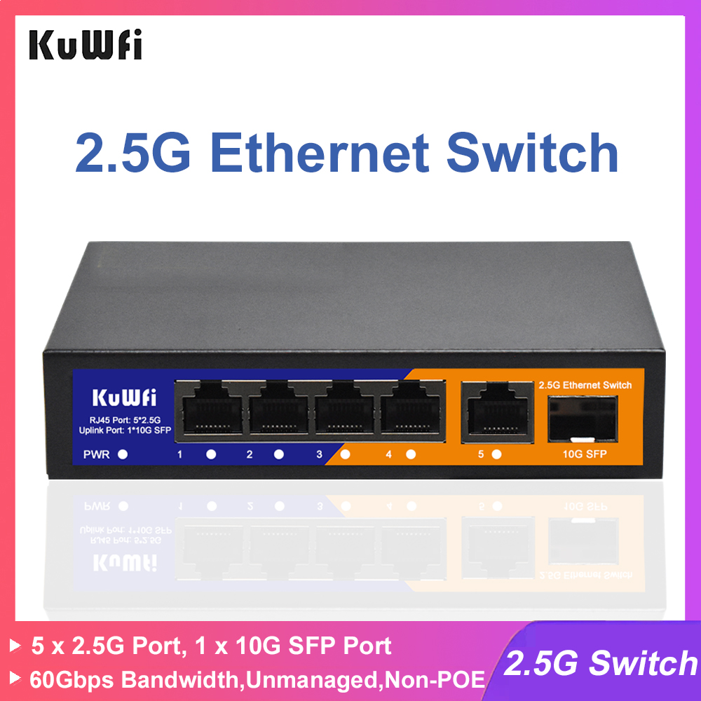 Switch 5 Port 2.5G Unmanaged - KuWFi 2.5G Netowrk Switch 5 Ports