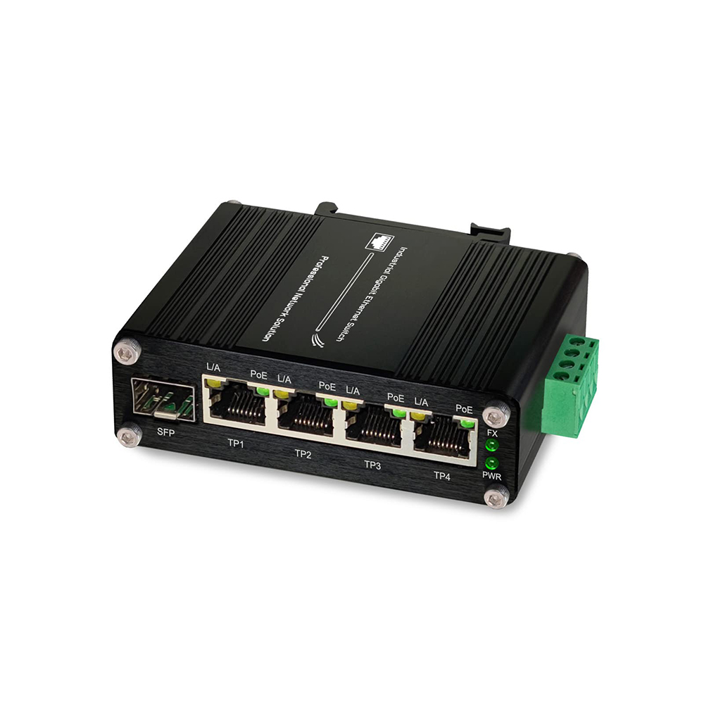 Industrial Switch Din Rail Gigabit - Industrial Gigabit 4 Ports PoE Ethernet