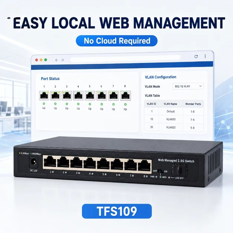 10G Sfp+ Switch 8 Port - 8 Ports 2.5Gb Managed Switch with