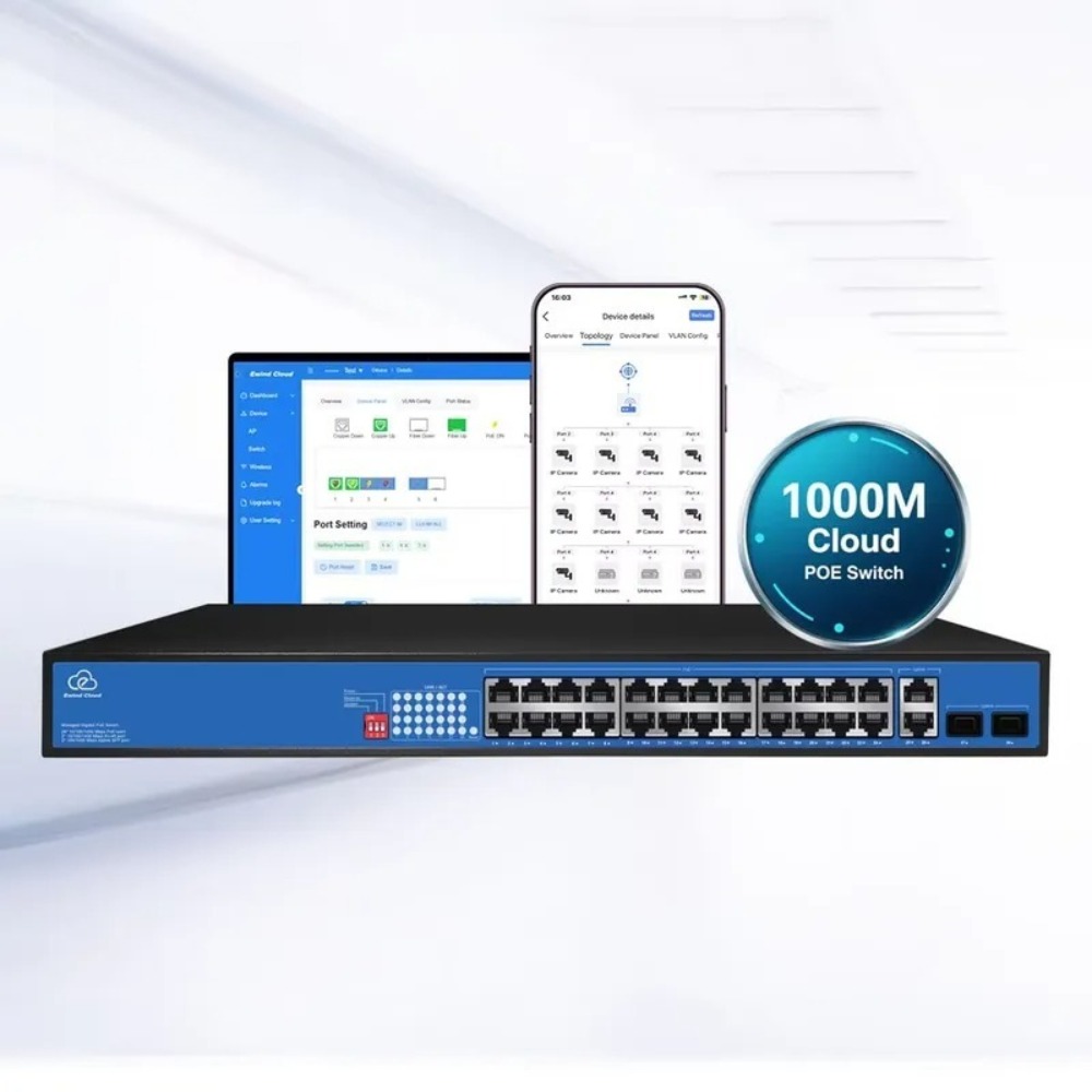 Managed Switch 24 Port Gigabit - 1000Mbps switch, supports VLAN, multiple real-time