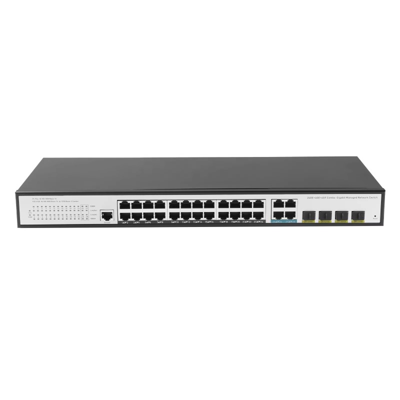 Network Switch Rack Mount 1U - 24GE 4SFP 4 Gigabit Uplink L2