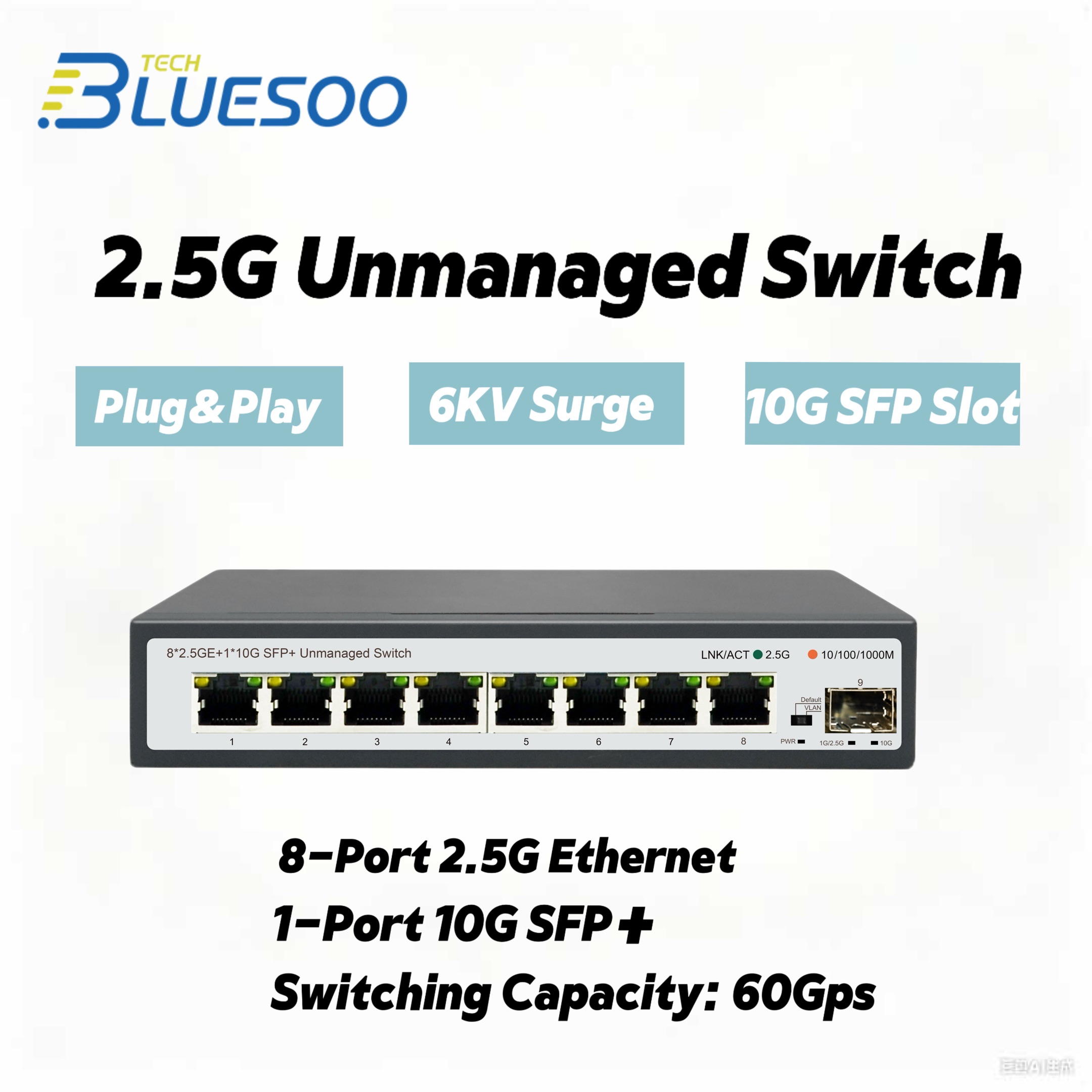 8 Port 2.5G Switch Unmanaged - 2.5G 8-Port Multi-Gigabit Ethernet Switch with