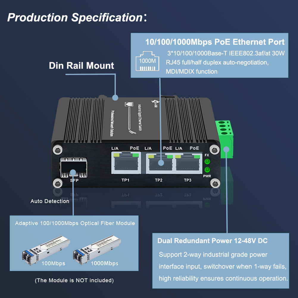 Mini Industrial 4 Port 10/100/ - đánh giá và giá Industrial Switch Din Rail Gigabit