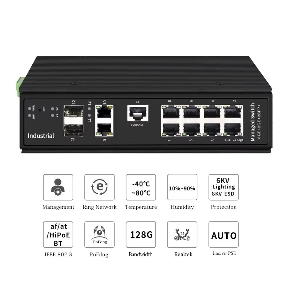 Industrial DIN-Rail 8-Port Gig - đánh giá và giá Industrial Switch Din Rail Gigabit
