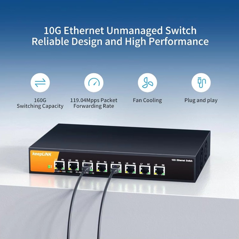 8-Port 10G Unmanaged Ethernet  - đánh giá và giá 8 Port 2.5G Switch Unmanaged