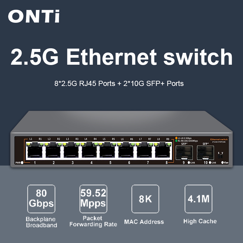 ONTi 2.5G Unmanaged Ethernet S - đánh giá và giá 8 Port 2.5G Switch Unmanaged
