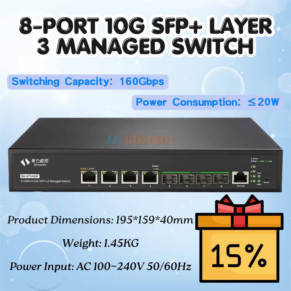 Sirivision 8 Port 10G SFP+ L3  - đánh giá và giá 10G Sfp+ Switch 8 Port