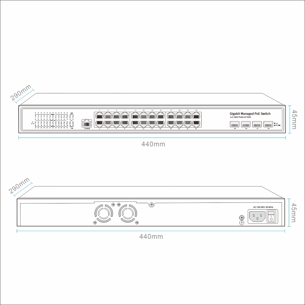 24 Ports Gigabit Ethernet RJ45 - đánh giá và giá Network Switch Rack Mount 1U