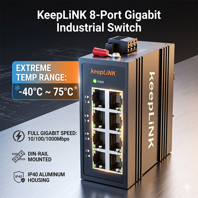KeepLiNK 8-Port Gigabit Indust - đánh giá và giá Industrial Switch Din Rail Gigabit