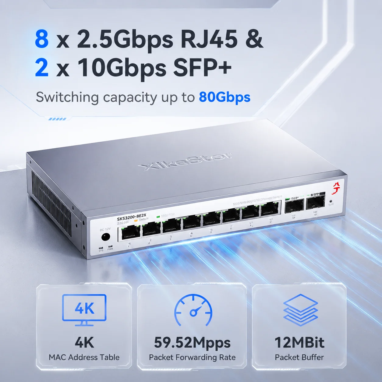 XikeStor SKS3200-8E2X 8-Port 2 - đánh giá và giá 10G Sfp+ Switch 8 Port