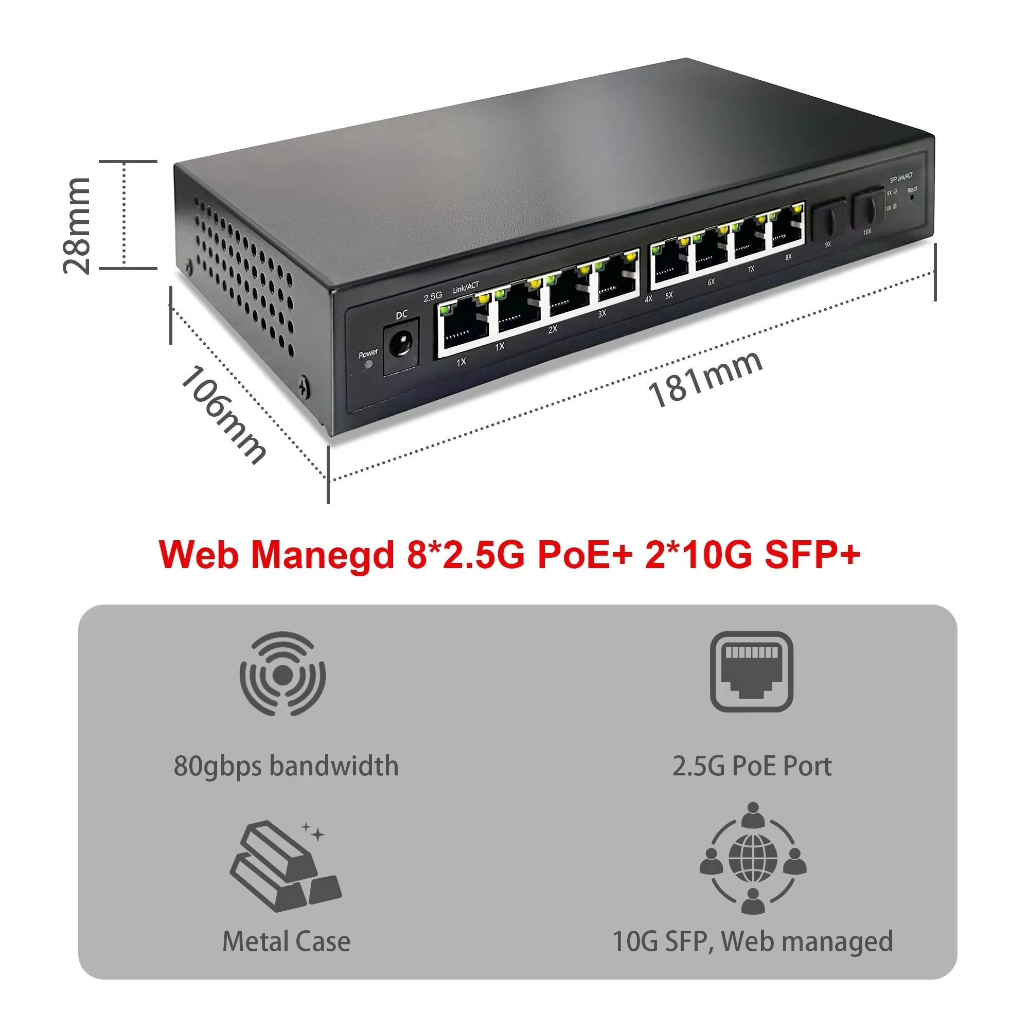2.5G Smart Web Managed PoE Swi - đánh giá và giá 10G Sfp+ Switch 8 Port