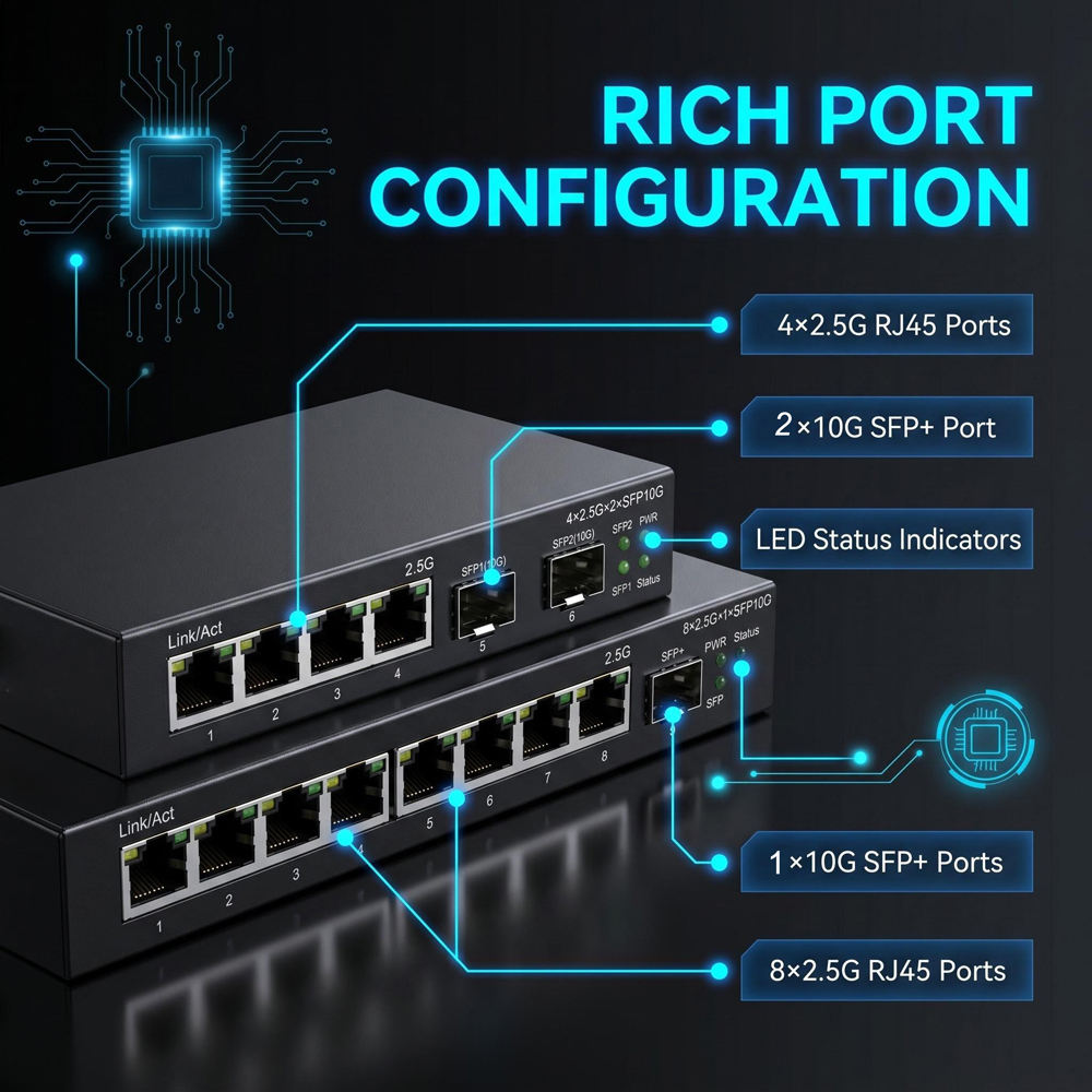 2.5G Ethernet Switch 4/8 Port  - đánh giá và giá 10G Sfp+ Switch 8 Port