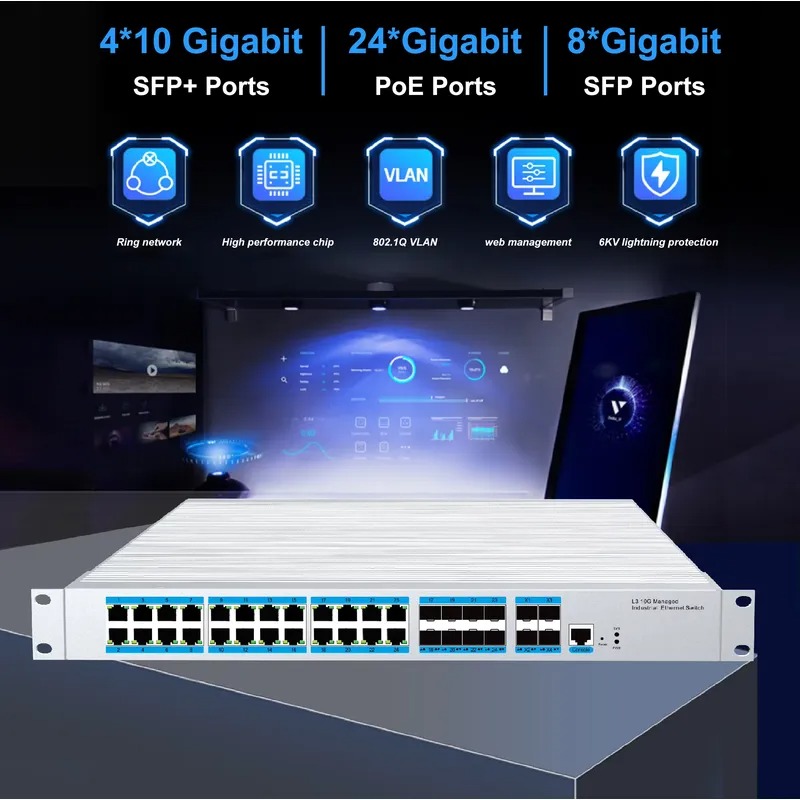 24-port PoE industrial managem - đánh giá và giá Switch 24 Port 10G Uplink