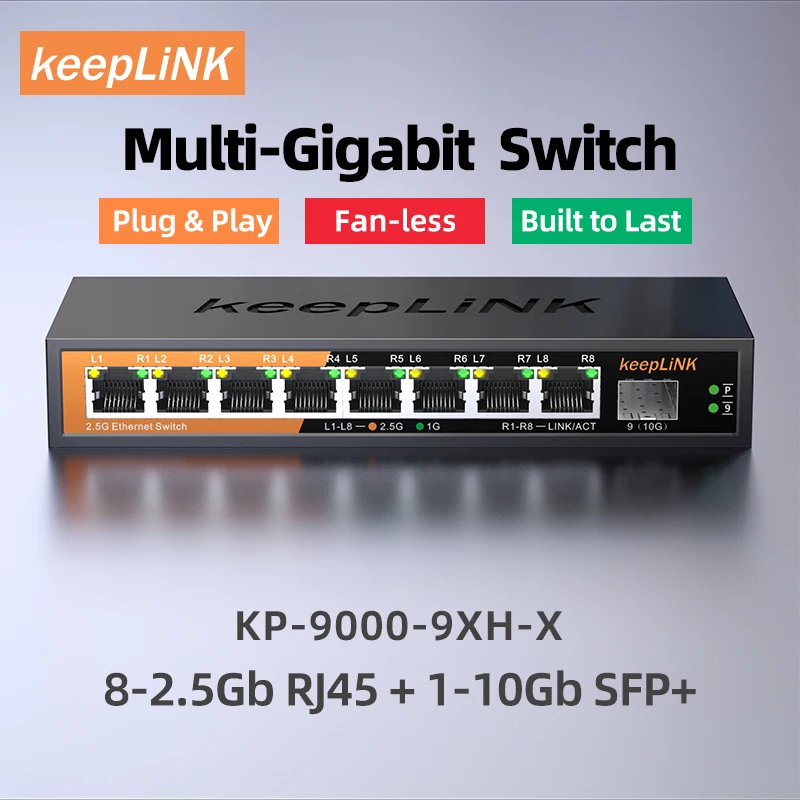 KeepLiNK 9-Port Multi-Gigabit  - đánh giá và giá 8 Port 2.5G Switch Unmanaged