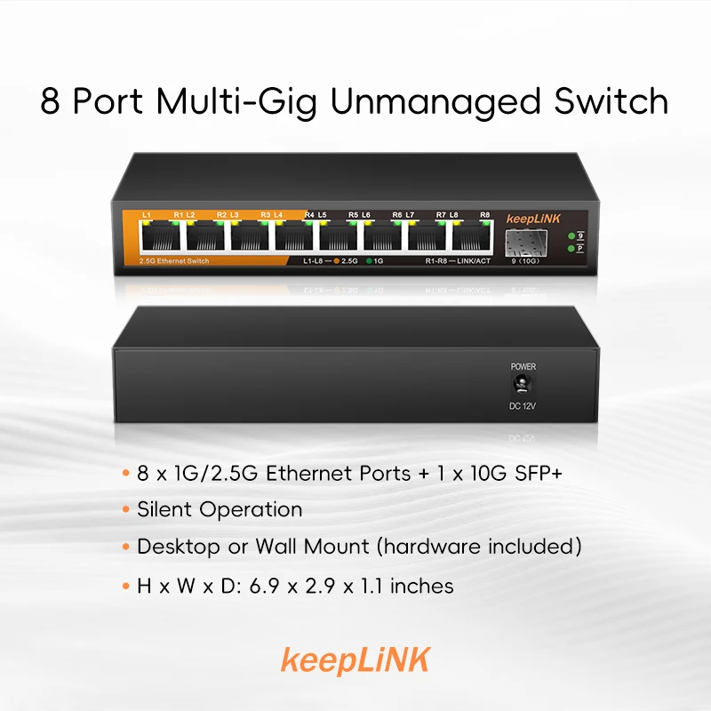 KeepLiNK 9-Port Multi-Gigabit  - đánh giá và giá 8 Port 2.5G Switch Unmanaged