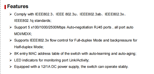5 Ports 100/1000/2500Mbps  2.5 - đánh giá và giá Switch 5 Port 2.5G Unmanaged