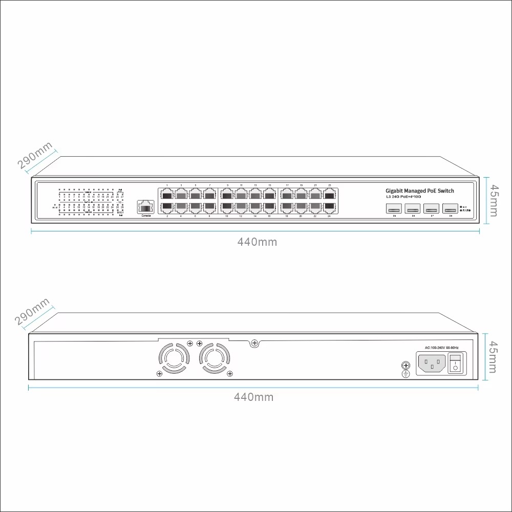 24 Ports Gigabit Ethernet RJ45 - đánh giá và giá Network Switch Rack Mount 1U