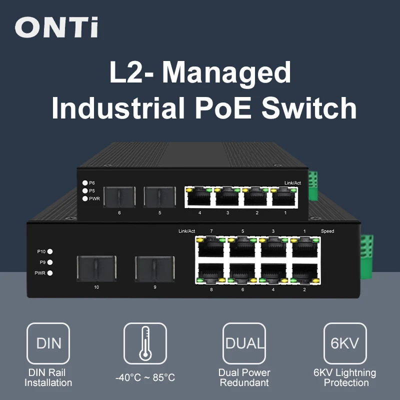 Onti-Industrial PoE Switch, 4/ - đánh giá và giá Industrial Switch Din Rail Gigabit