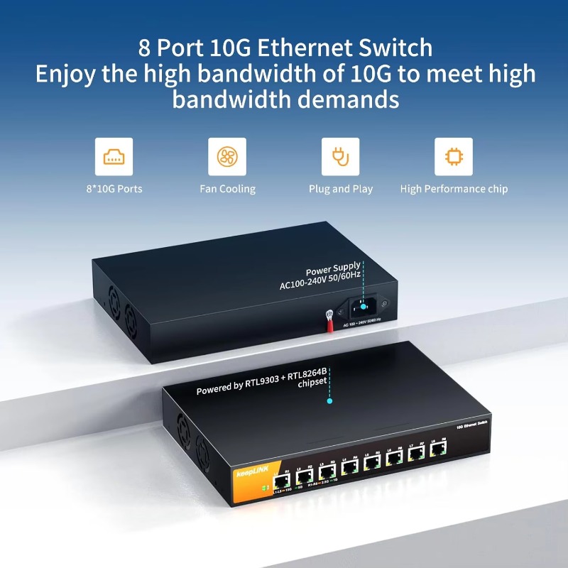 8-Port 10G Unmanaged Ethernet  - đánh giá và giá 8 Port 2.5G Switch Unmanaged